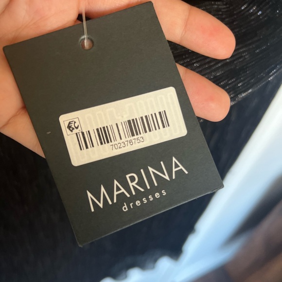 NWT - Marina - Pleated Metallic Knit Shift Dress - Size 6 - Picture 5 of 6